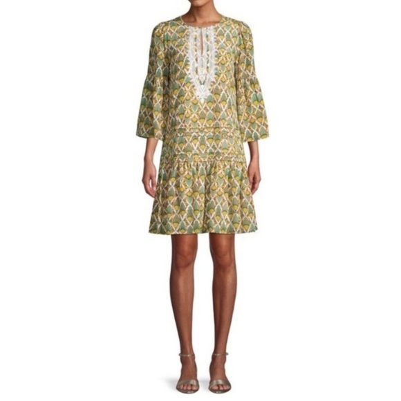 Kobi Halperin Lulu Silk Drop Waist Dress in Ivory Multicolor size XS - Picture 1 of 16